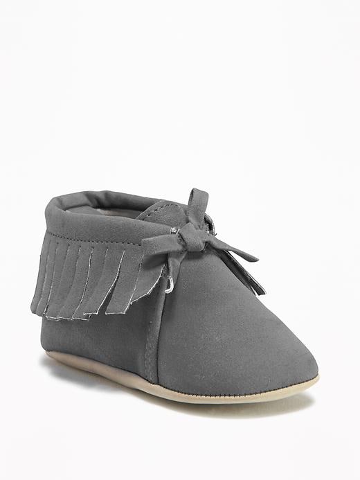 View large product image 1 of 1. Sueded Fringe Booties for Baby