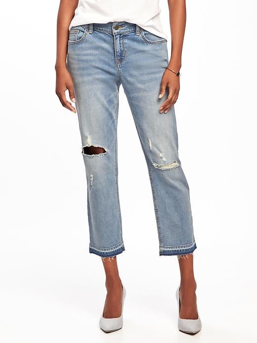 View large product image 1 of 3. Distressed Cropped Boyfriend Jeans for Women (24")