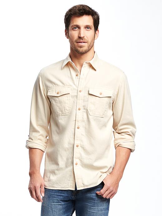 View large product image 1 of 1. Regular-Fit Garment-Dyed Shirt For Men