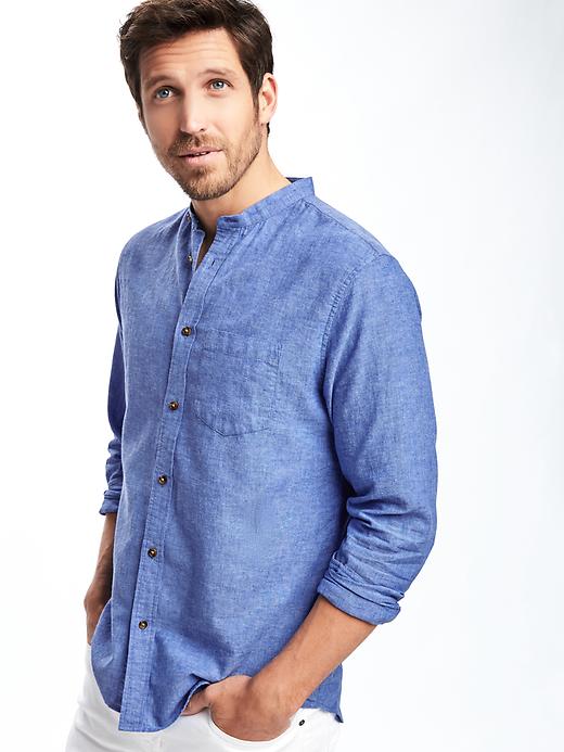 Image number 4 showing, Slim-Fit Linen-Blend Shirt For Men
