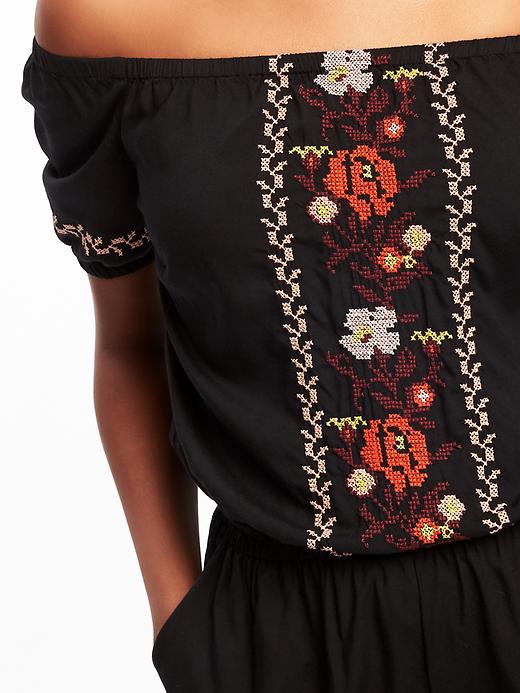 Image number 4 showing, Off-the-Shoulder Embroidered Romper for Women