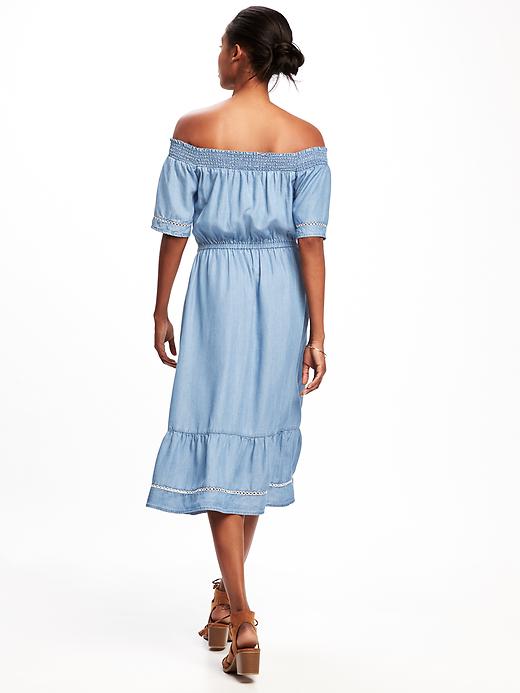 Image number 2 showing, Off-the-Shoulder Chambray Tencel&#174 Dress for Women