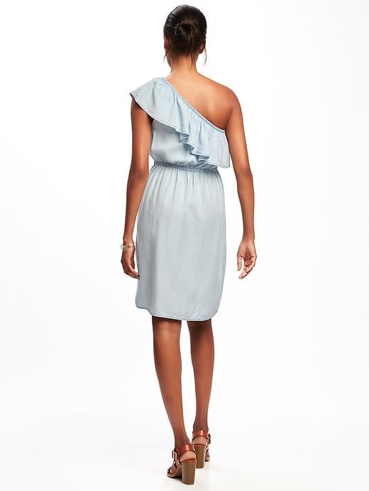 Image number 2 showing, Ruffled One-Shoulder Tencel&#174 Dress for Women