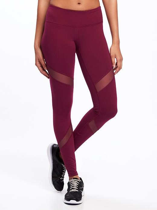 View large product image 1 of 2. Mid-Rise Mesh-Panel Elevate Compression Leggings for Women