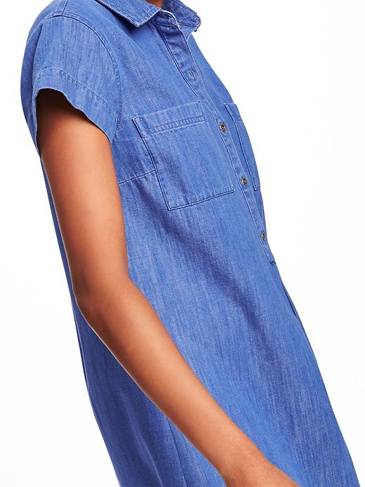 Image number 4 showing, Chambray Shirt Dress for Women