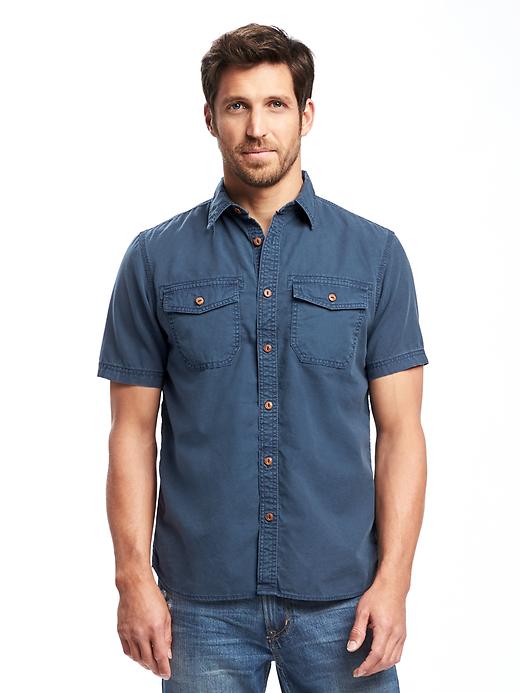 Image number 1 showing, Regular-Fit Utility-Pocket Shirt For Men