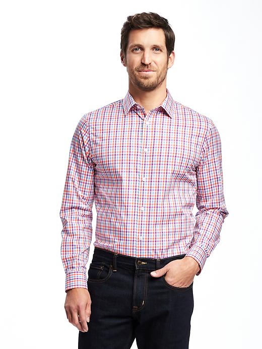 Image number 1 showing, Slim-Fit Built-In Flex Signature Non-Iron Dress Shirt for Men
