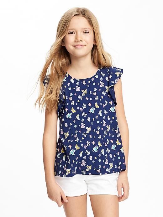 View large product image 1 of 1. Ruffle-Trim Scoop-Neck Tank for Girls
