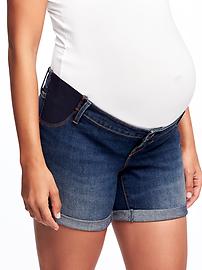 View large product image 3 of 3. Maternity Side-Panel Denim Shorts (5")