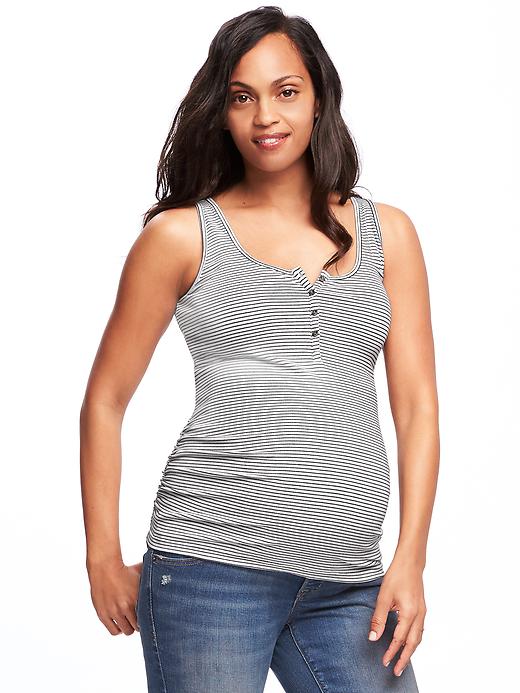 View large product image 1 of 1. Maternity Fitted Henley Tank