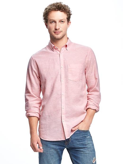 View large product image 1 of 1. Slim-Fit Linen-Blend Shirt For Men