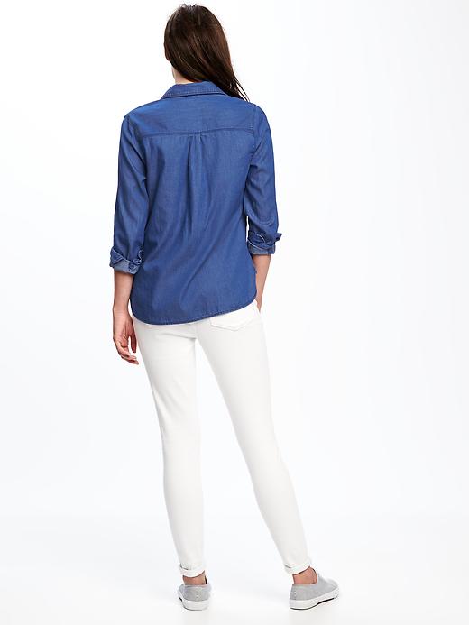 Image number 2 showing, Classic Chambray Shirt for Women
