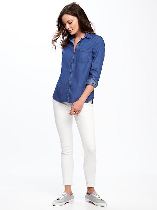 Image number 3 showing, Classic Chambray Shirt for Women