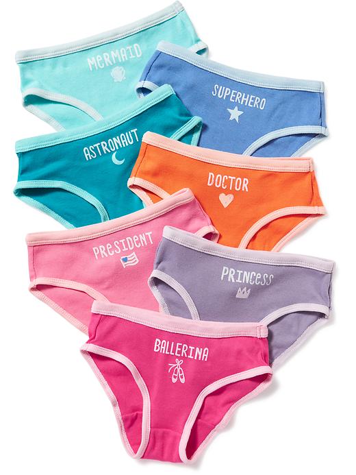 View large product image 1 of 1. Occupation-Graphic Bikini-Underwear 7-Pack For Toddler Girls