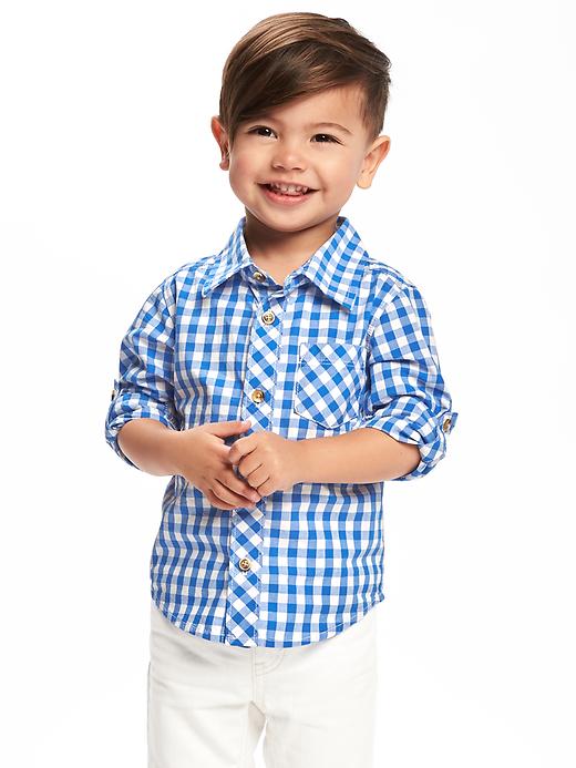 View large product image 1 of 1. Rolled-Cuff Poplin Shirt for Toddler Boys