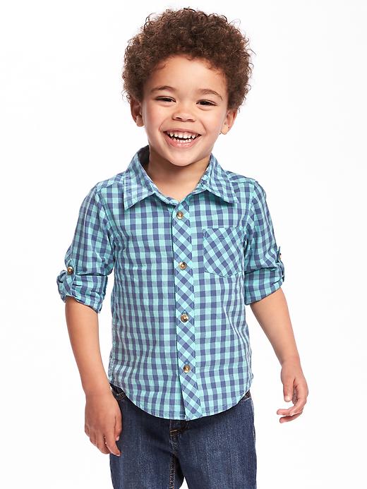 View large product image 1 of 1. Rolled-Cuff Poplin Shirt for Toddler Boys