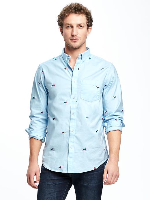 Image number 1 showing, Regular-Fit Built-In Flex Oxford Shirt for Men