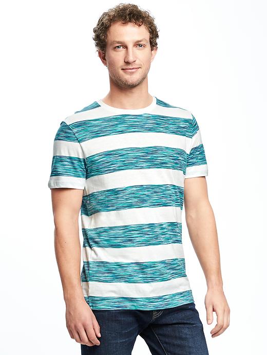 Image number 1 showing, Soft-Washed Space-Dye Stripe Tee for Men