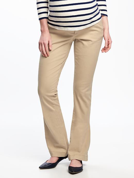 View large product image 1 of 3. Maternity Full-Panel Everyday Boot-Cut Khakis