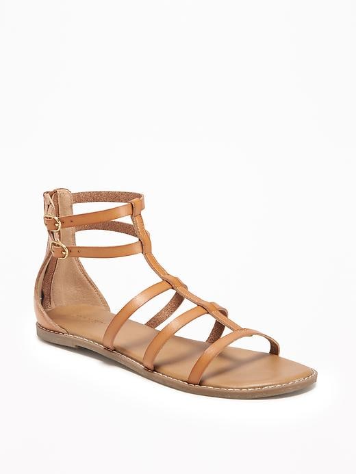 View large product image 1 of 1. Strappy Zip-Back Gladiator Sandals for Women