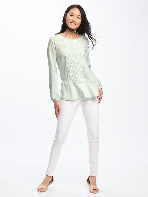 Image number 3 showing, Pintuck Peplum Blouse for Women