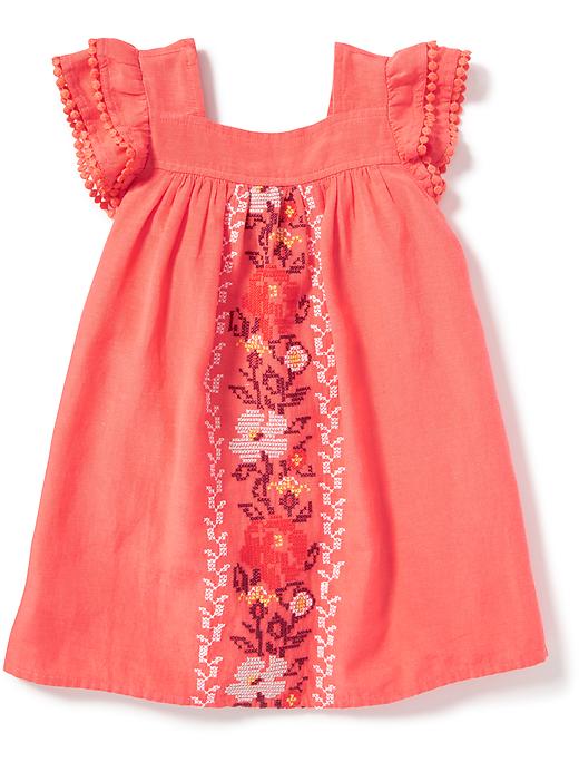 View large product image 2 of 2. Embroidered Flutter-Sleeve Dress for Toddler