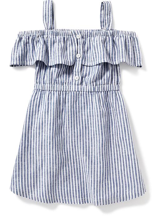View large product image 2 of 2. Striped Off-the-Shoulder Fit & Flare Dress for Toddler