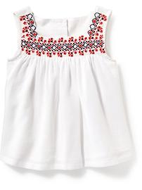 View large product image 4 of 4. Sleeveless Embroidered-Yoke Top for Toddler Girls