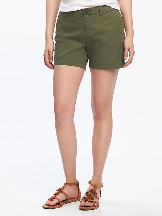 View large product image 1 of 2. Mid-Rise Everyday Khaki Shorts For Women - 5 inch inseam