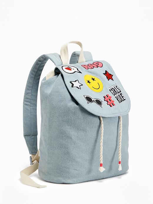 View large product image 1 of 1. Denim Drawstring Backpack for Girls