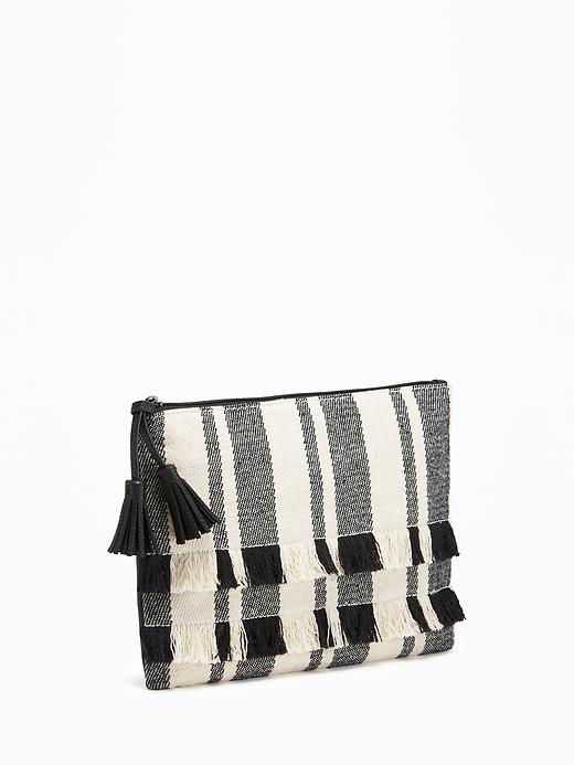 View large product image 1 of 2. Fringed Zip-Top Clutch for Women