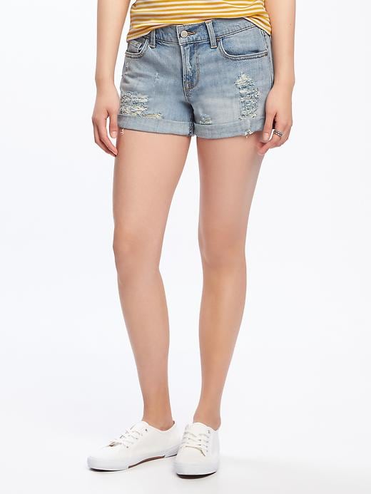 View large product image 1 of 3. Distressed Boyfriend Denim Shorts for Women (3")