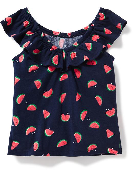 View large product image 2 of 2. Printed Ruffle-Trim Top for Toddler