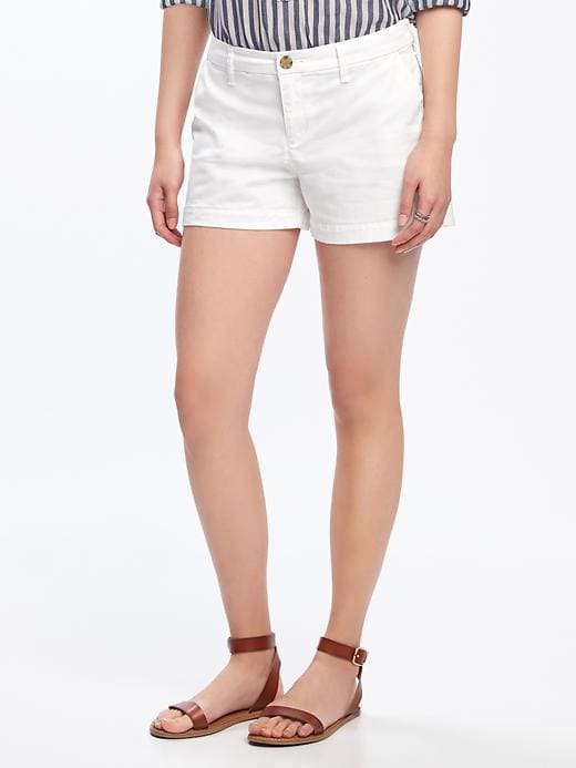 View large product image 1 of 3. Mid-Rise Everyday Khaki Shorts For Women - 3.5 inch inseam