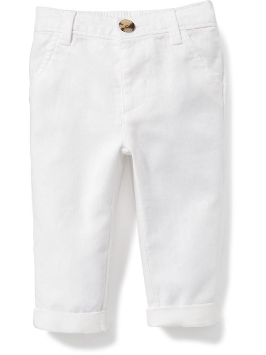 View large product image 1 of 1. Linen-Blend Roll-Cuff Pants for Baby