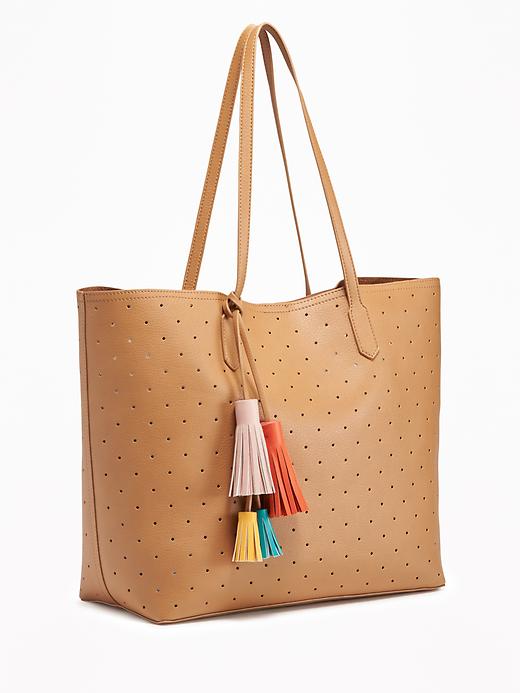 View large product image 1 of 2. Laser-Dot Multi-Tassel Tote for Women