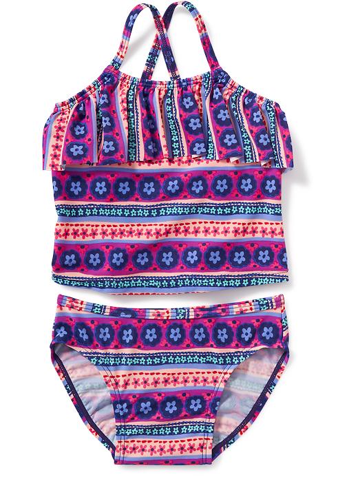 View large product image 1 of 1. Ruffled Cross-Back Tankini for Toddler