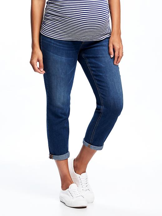 View large product image 1 of 3. Maternity Full-Panel Boyfriend Eco-Friendly Jeans (24")