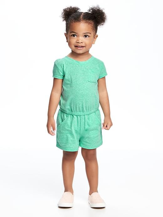 View large product image 1 of 1. Heathered-Jersey Romper for Toddler Girls