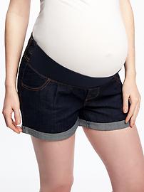 View large product image 3 of 3. Maternity Low-Panel Cuffed Denim Shorts (3 1/2")