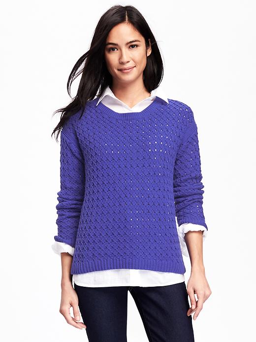 Image number 1 showing, Hi-Lo Honeycomb-Stitch Sweater for Women