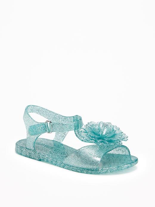 View large product image 1 of 1. Flower-Accent T-Strap Jelly Sandals For Toddler