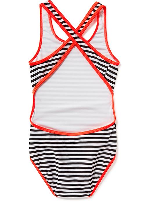 View large product image 2 of 2. Cross-Back Swimsuit for Girls