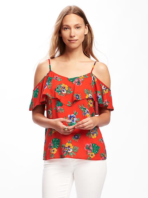 Image number 1 showing, Relaxed Off-the-Shoulder Floral Cami for Women