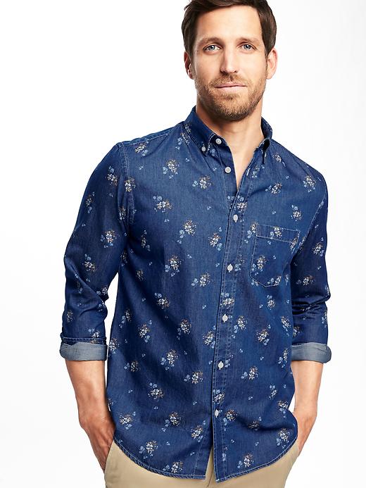 Image number 4 showing, Regular-Fit Classic Chambray Shirt for Men