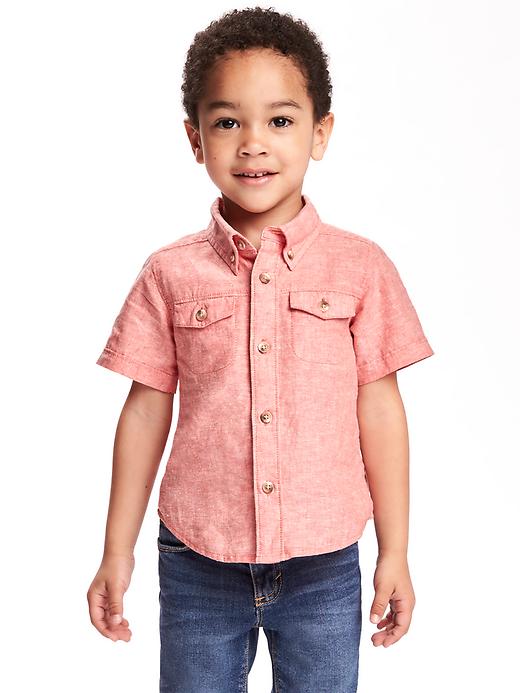 View large product image 1 of 2. Double-Pocket Linen-Blend Shirt for Toddler