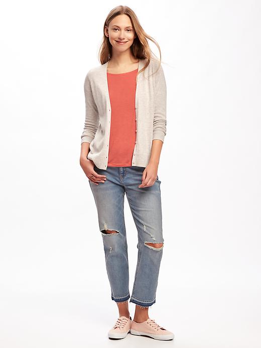 Image number 3 showing, Button-Front V-Neck Cardi for Women
