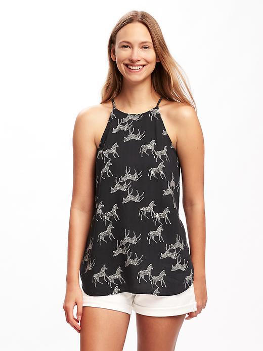 Image number 1 showing, Patterned High-Neck Cami for Women