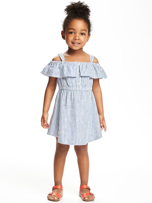View large product image 1 of 2. Striped Off-the-Shoulder Fit & Flare Dress for Toddler