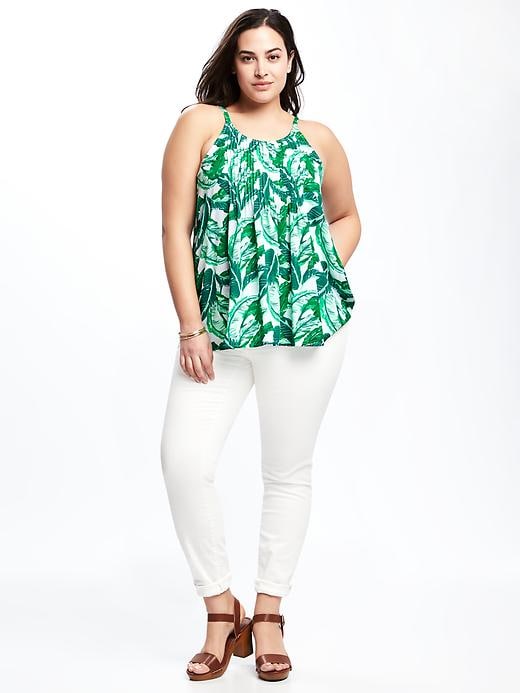 Image number 3 showing, Printed Plus-Size Pintucked Cami